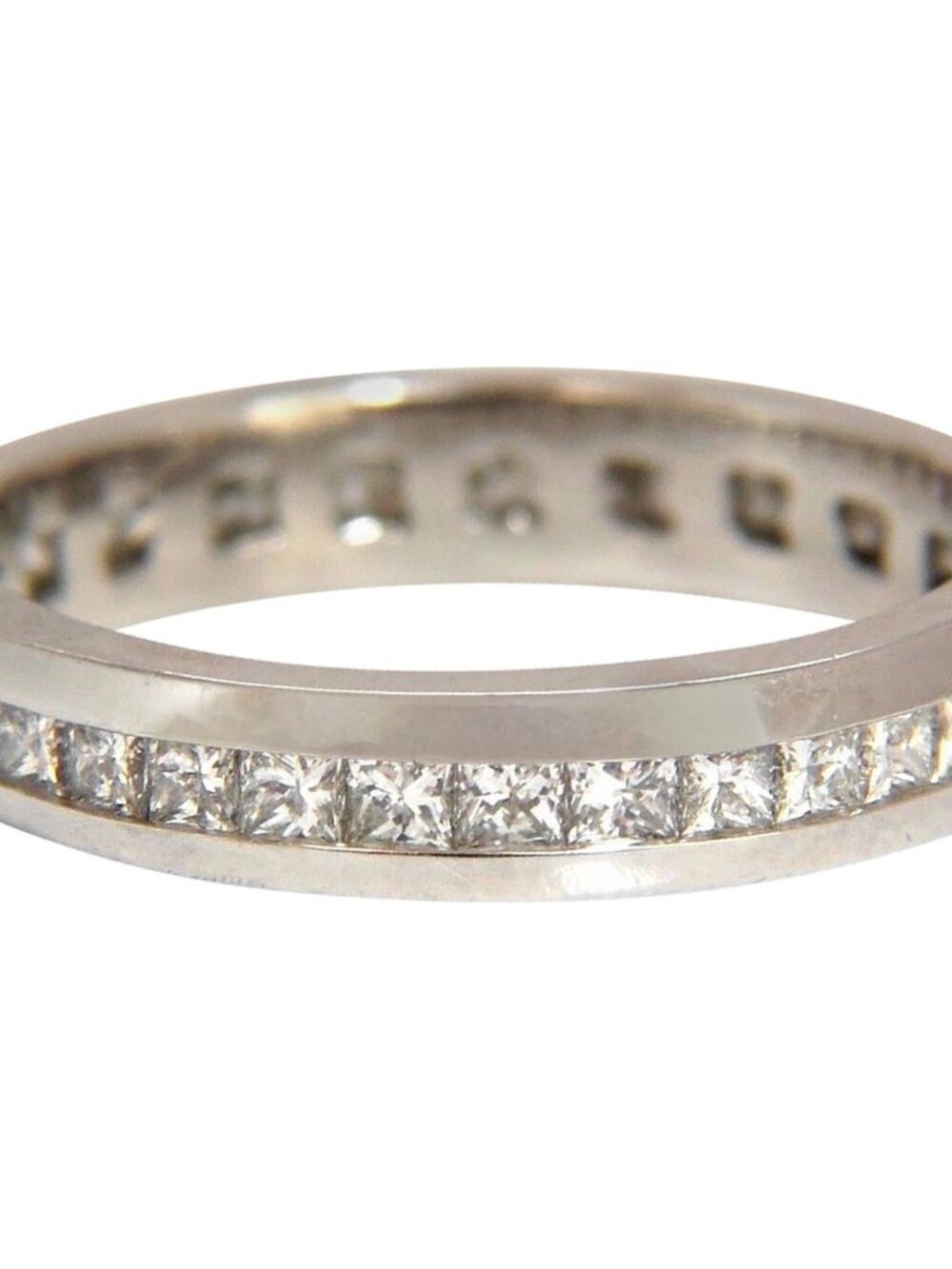 1.20CT PRINCESS DIAMONDS ETERNITY BAND RING 14KT G/VS SIZE 7 3.8MM 10349*